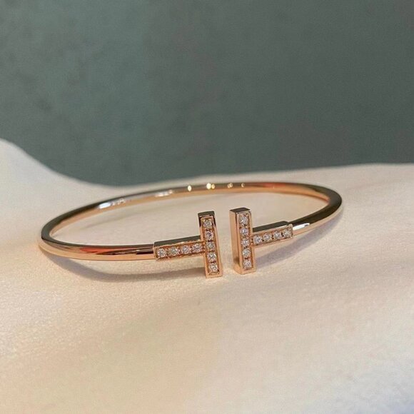 Tiffany & Co. Rose Gold Diamond Tiffany T Line Bracelet - Picture 4 of 6